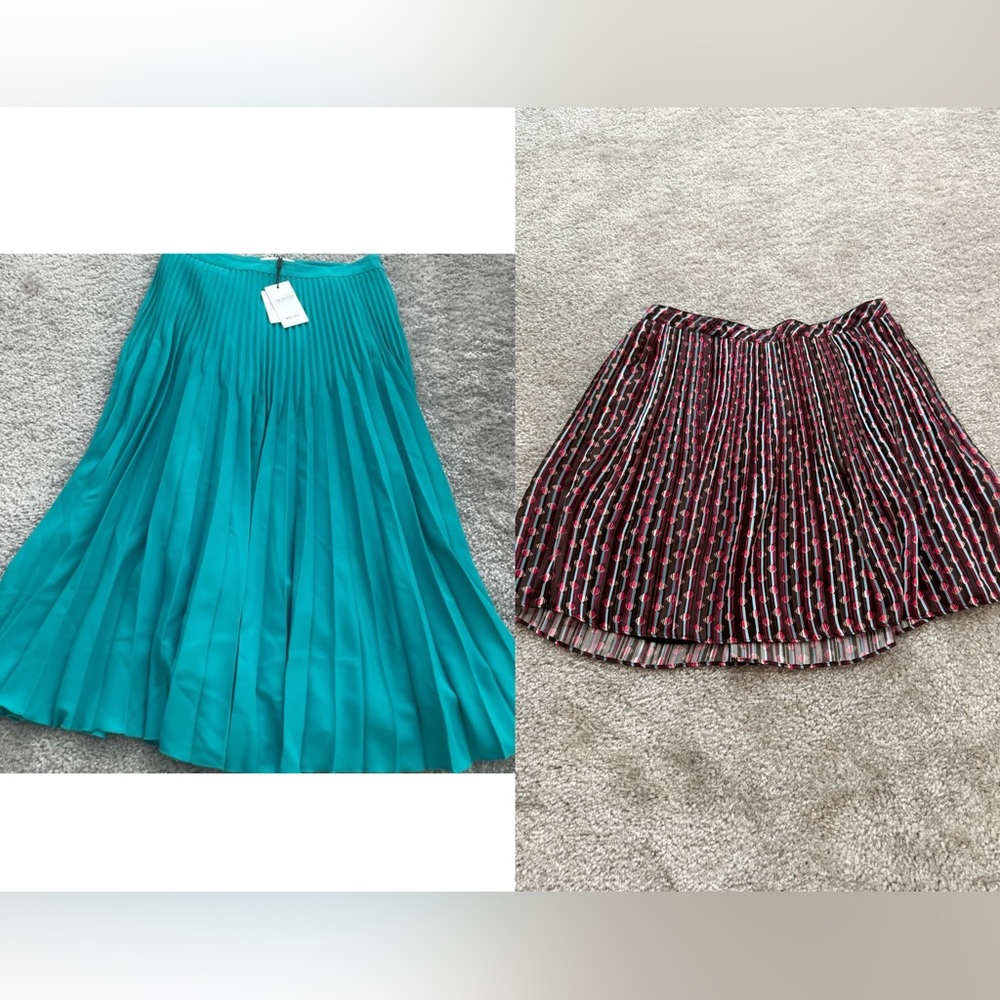 Bundle of two Reiss Isadora Knife Pleat mini Skirt In Green and red Women Size 8